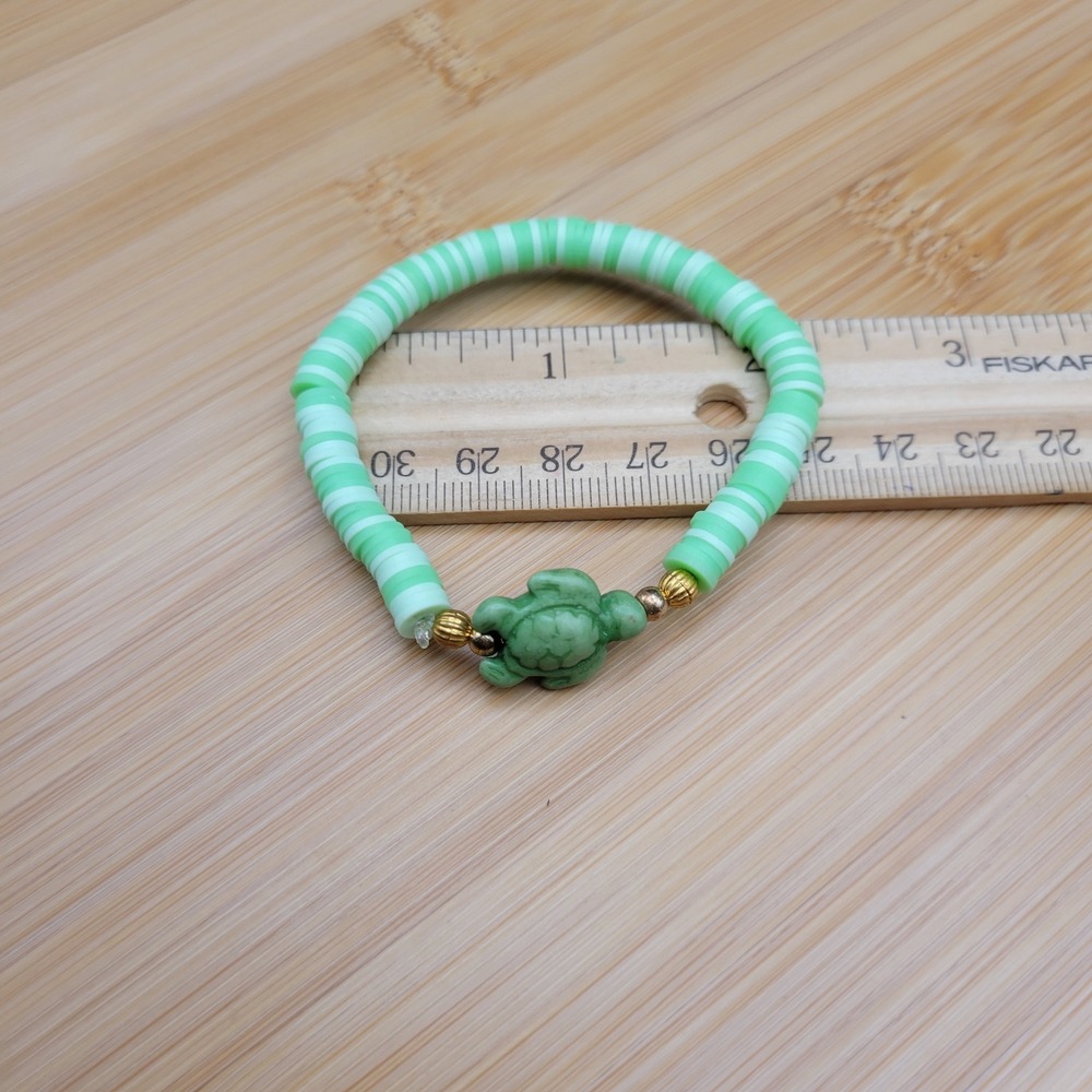 Handmade Clay Bead Seed Bead Bracelet Set of 4 Summer Turtle Theme Kids Jewelry - Picture 5 of 8